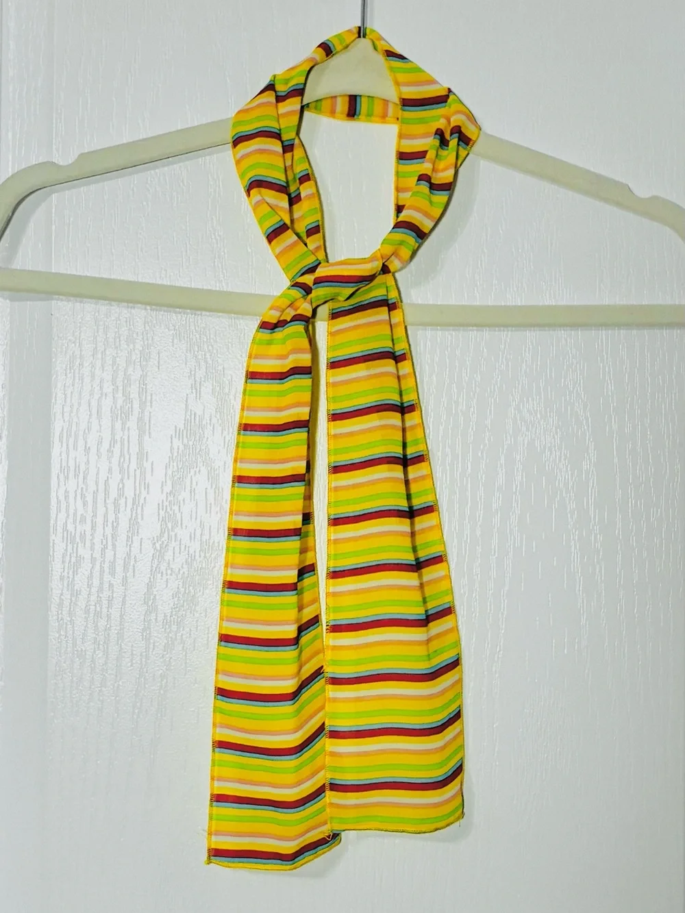 Vintage Rainbow Stripe Sheer Rectangular Scarf 44”L Yellow